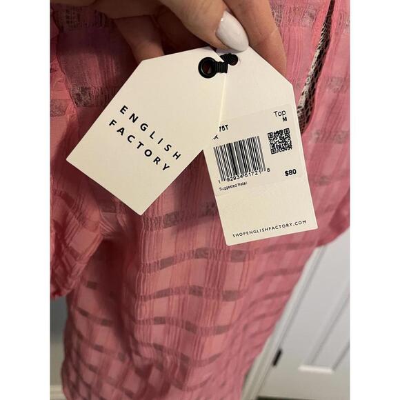 English Factory pink checkered blouse NWT M - Picture 6 of 6